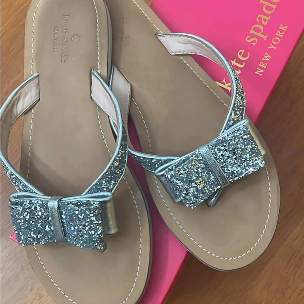 Silver glitter flip flops